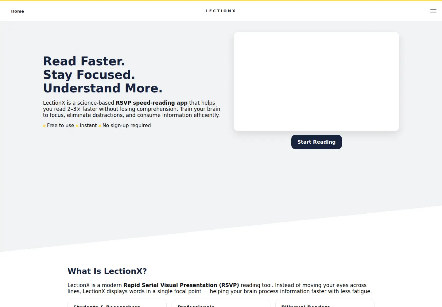 Screenshot of lectionx.com