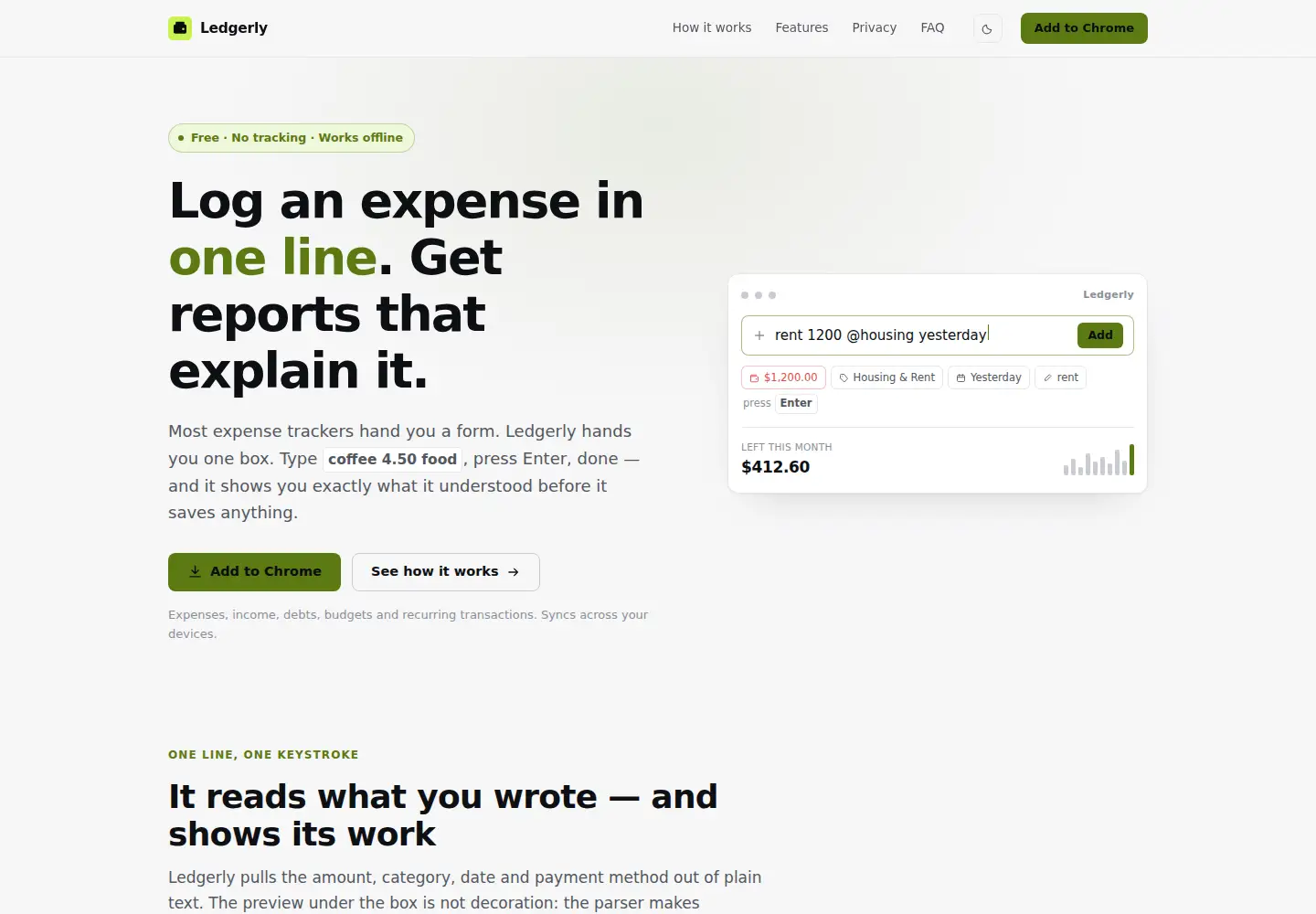 Captured homepage of ledgerlyexpensemanager.com in the current scan