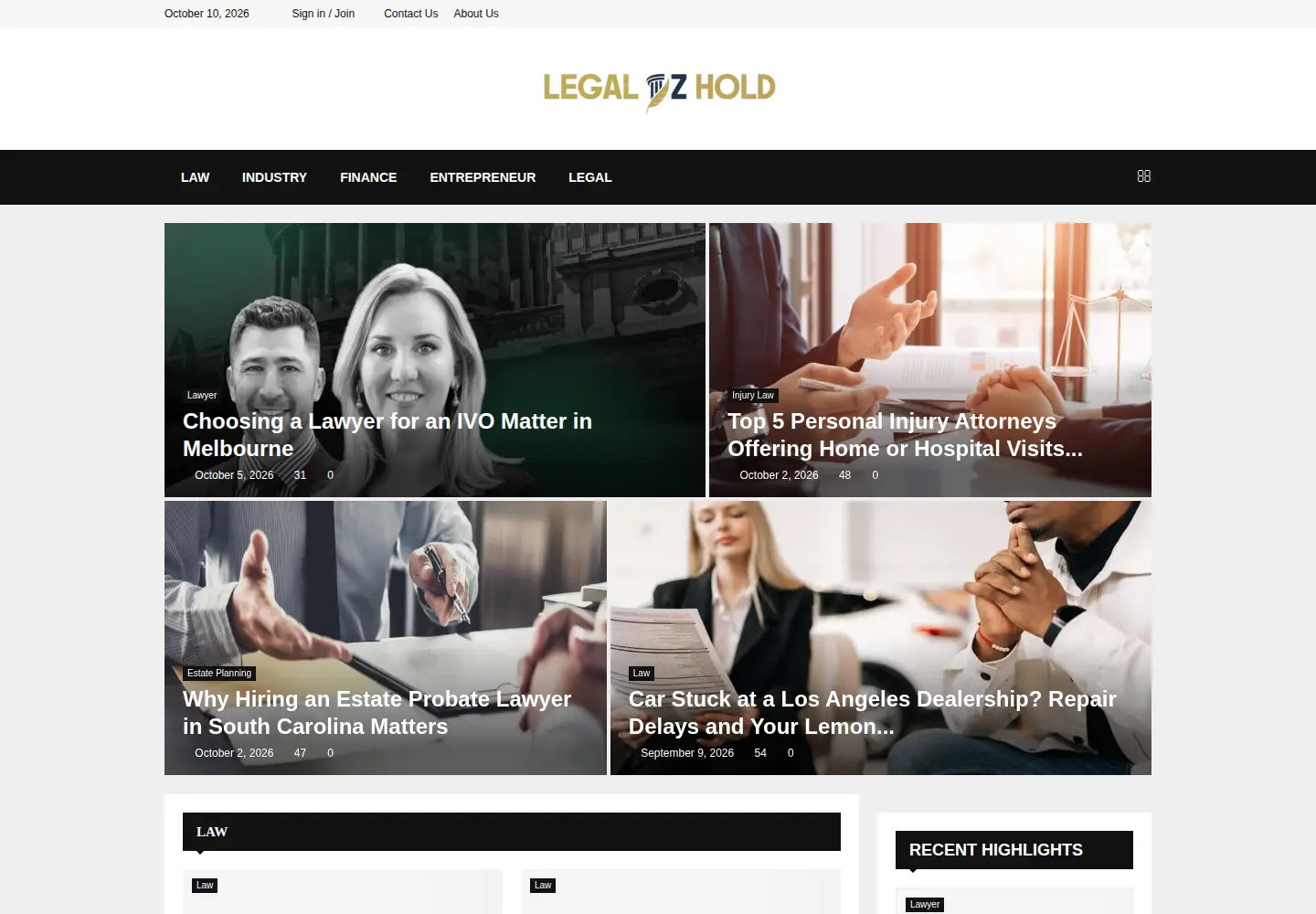 Screenshot of legalzhold.com