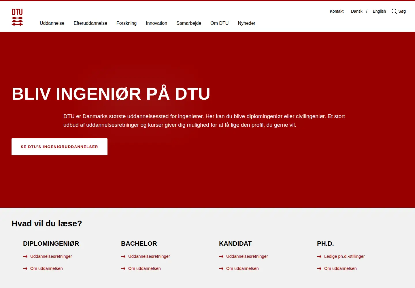 Screenshot of dtu.dk