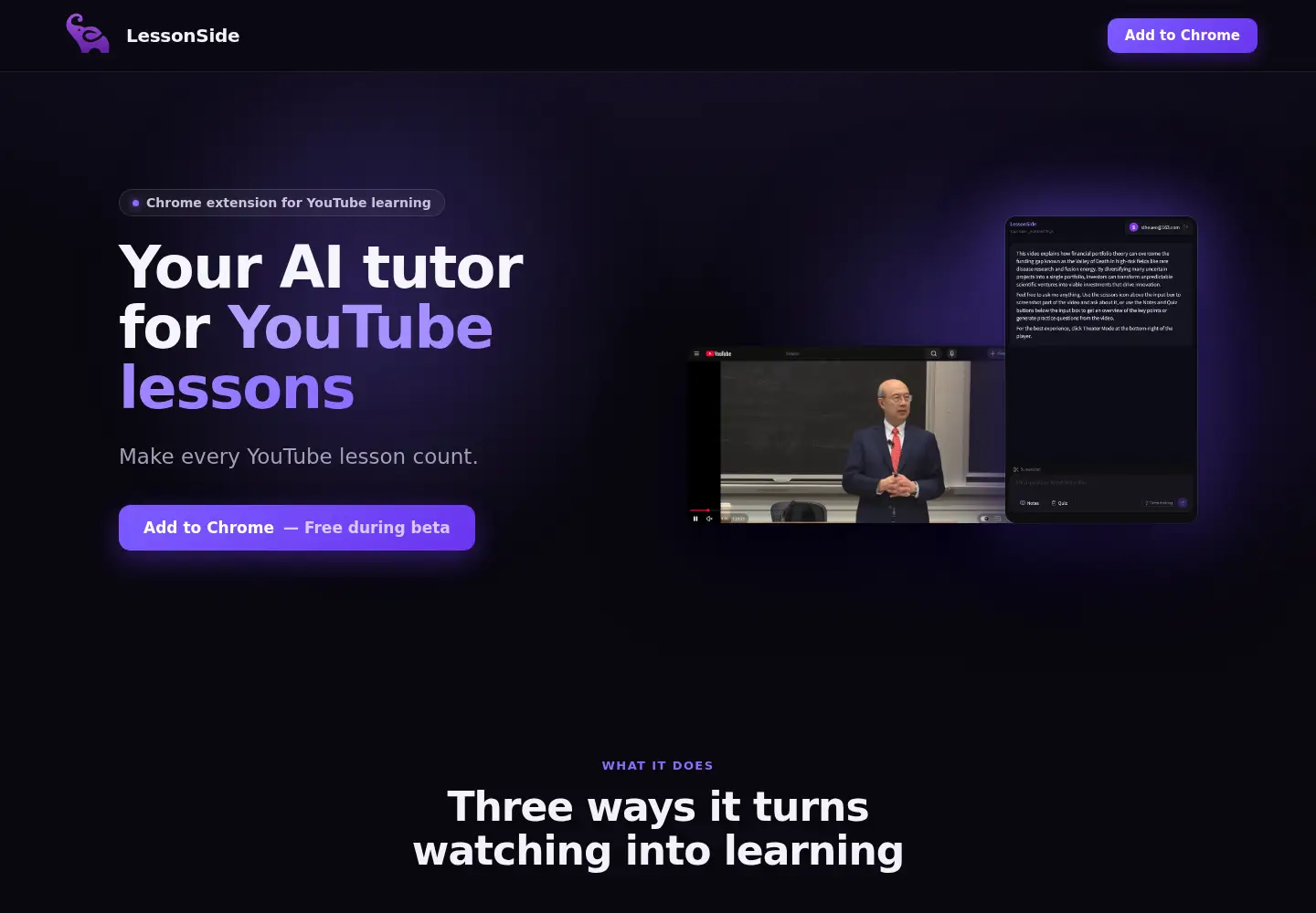 Screenshot of lessonside.com