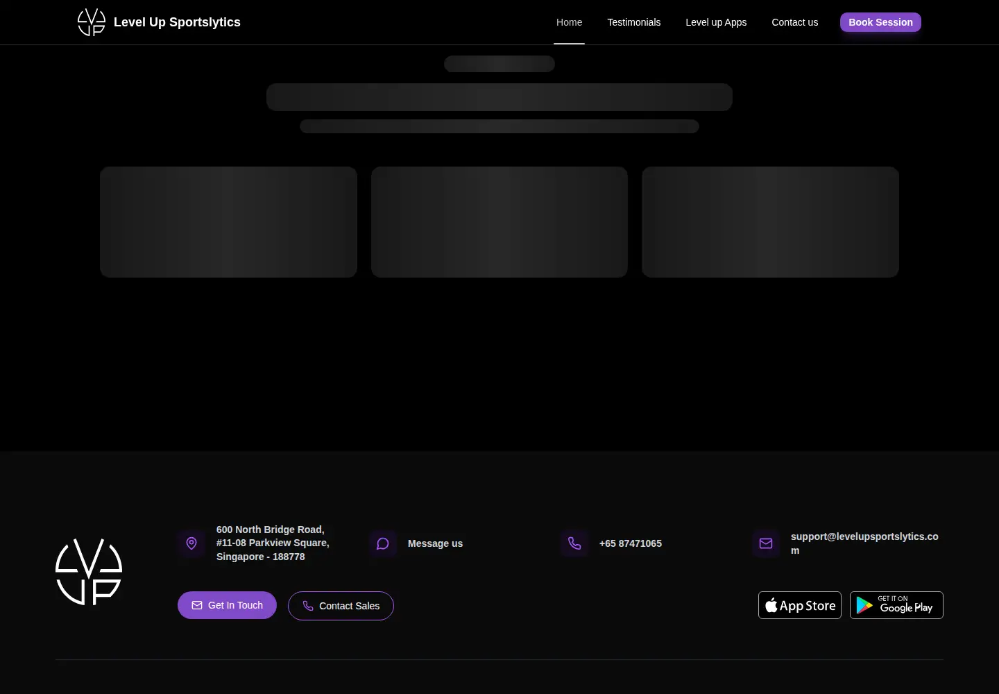 Captured homepage of levelupsportslytics.com in the current scan