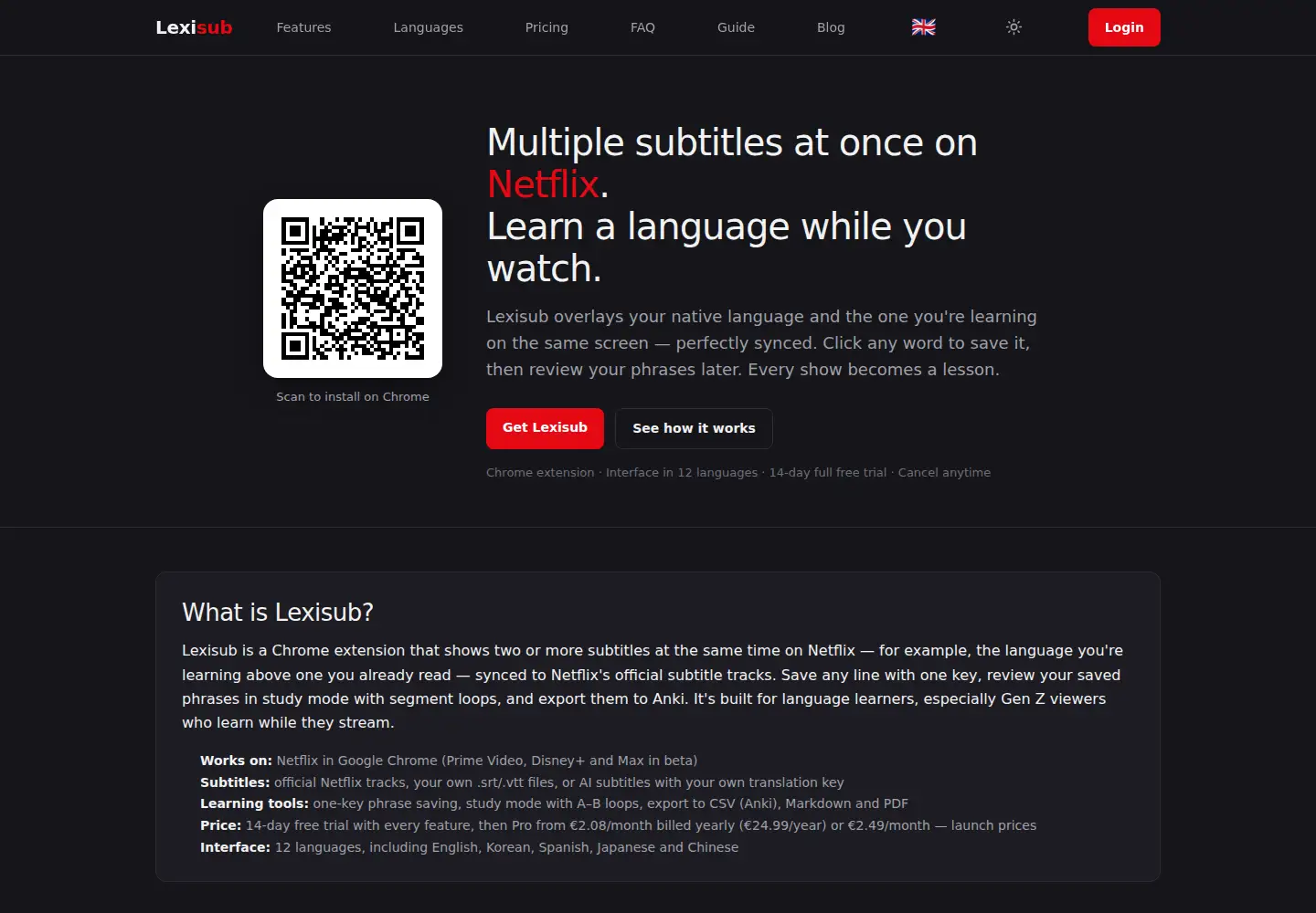 Captured homepage of lexisub.com in the current scan