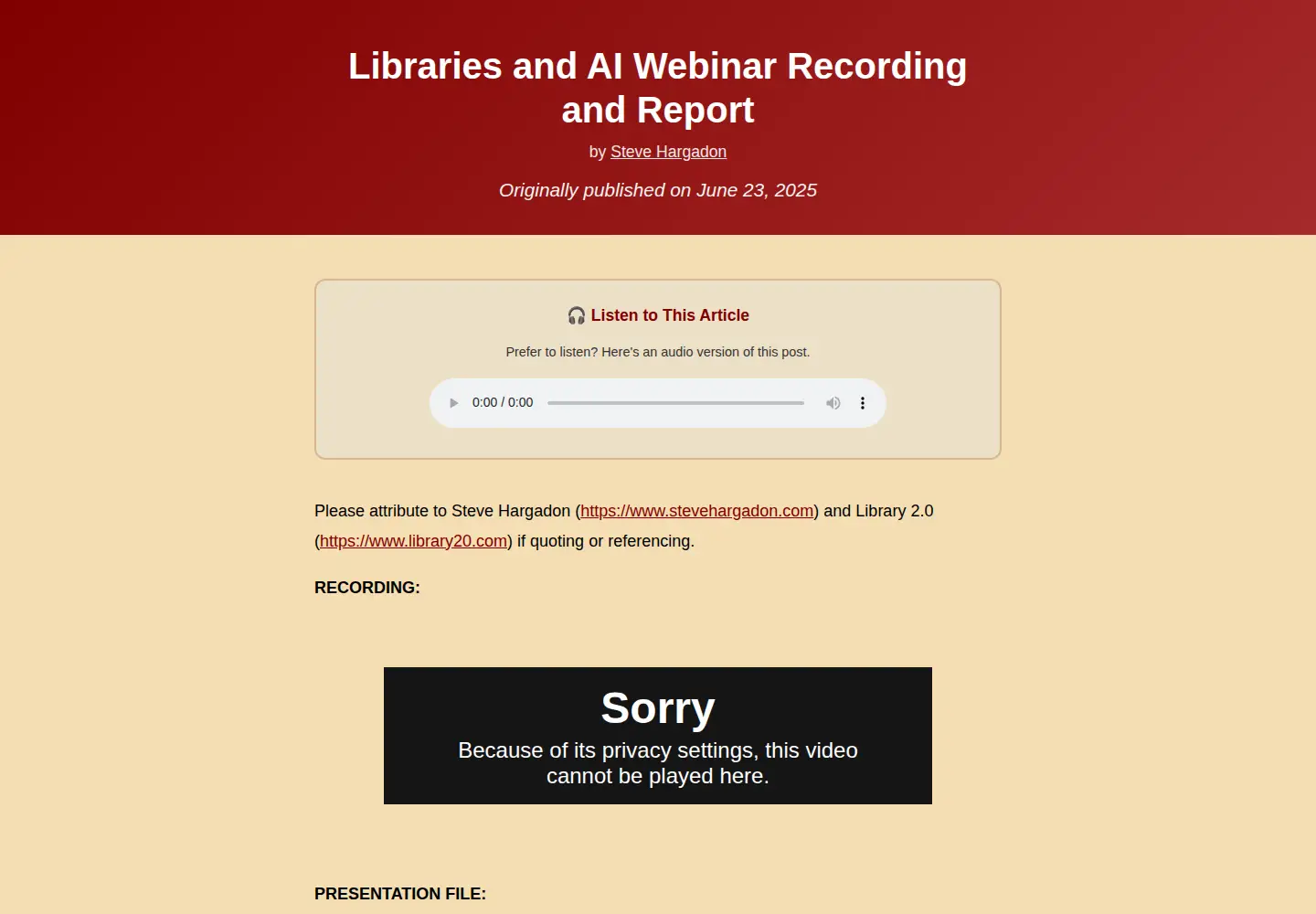 Captured homepage of librariesandai.com in the current scan