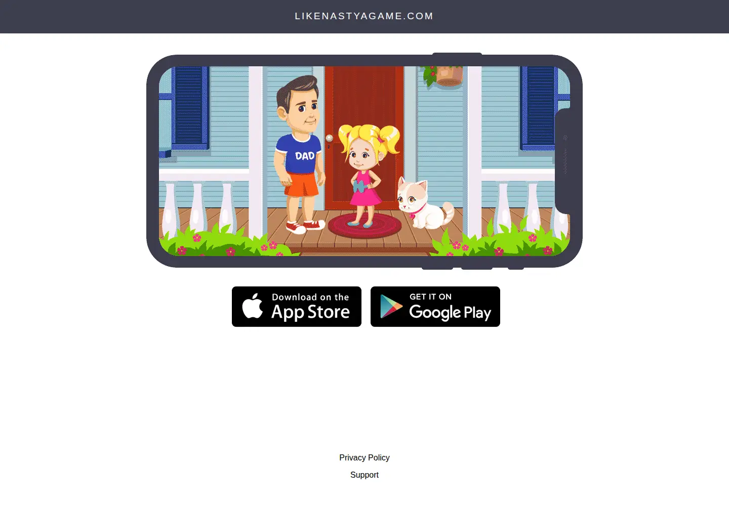 Captured homepage of likenastyagame.com in the current scan