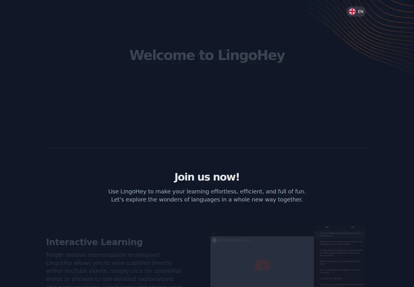 Captured homepage of lingohey.com in the current scan