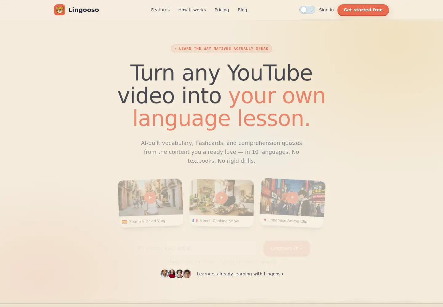 Screenshot of lingooso.com
