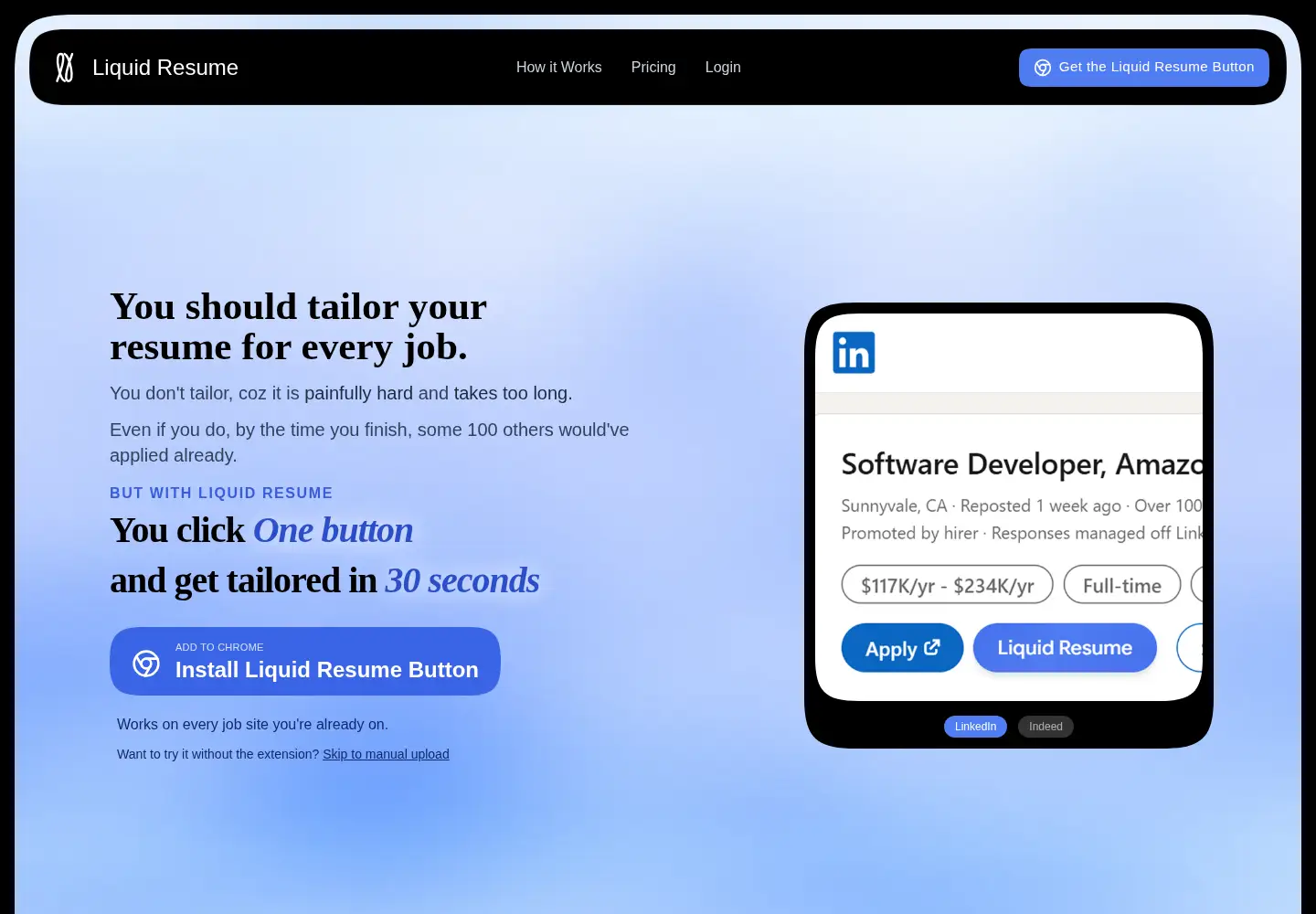 Screenshot of liquidresume.com