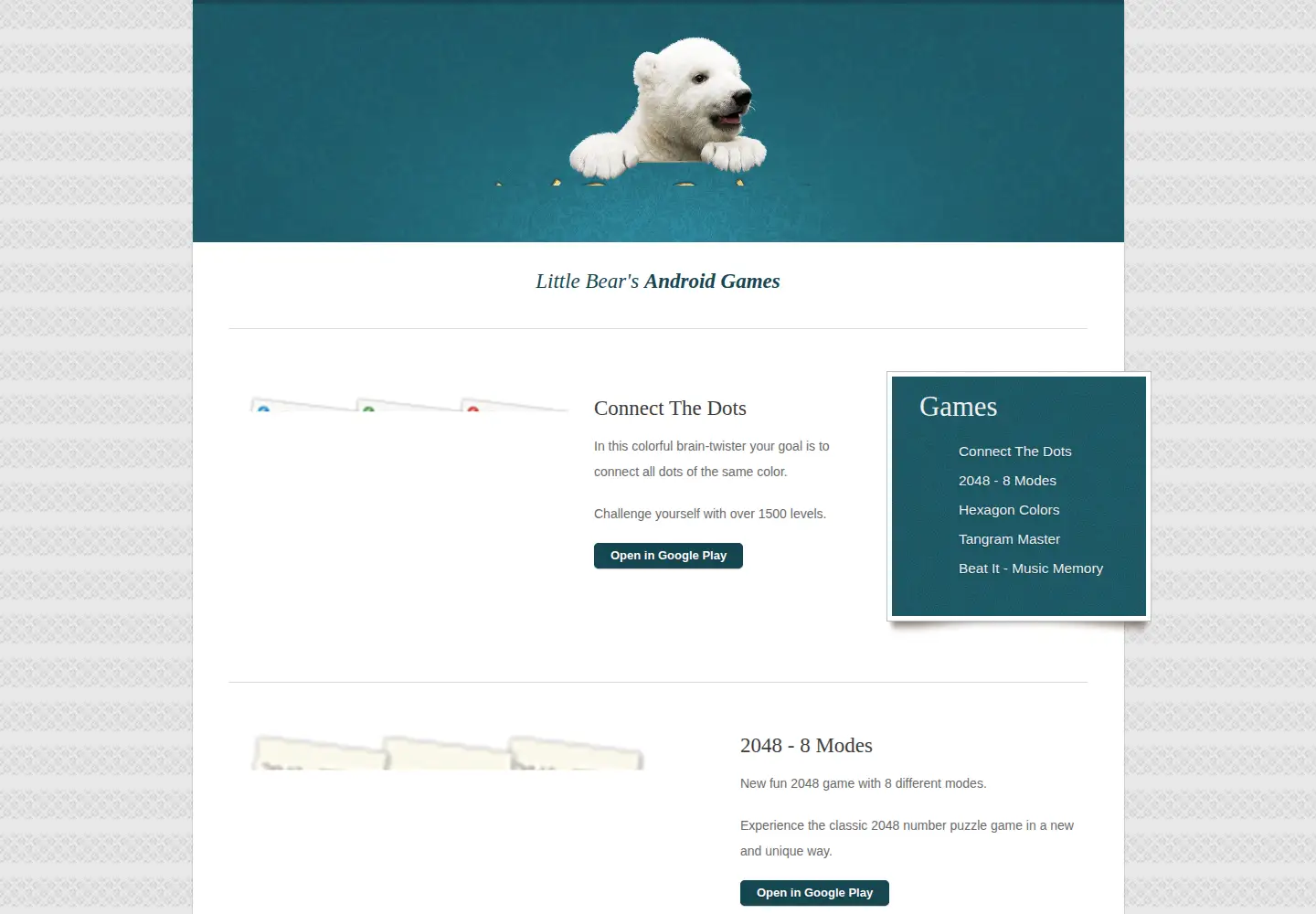 Captured homepage of littlebeargames.com in the current scan