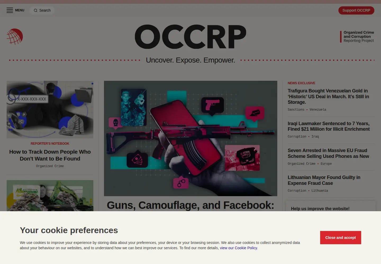 Screenshot of occrp.org