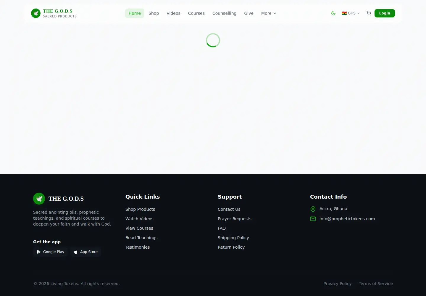 Screenshot of livingtokens.com