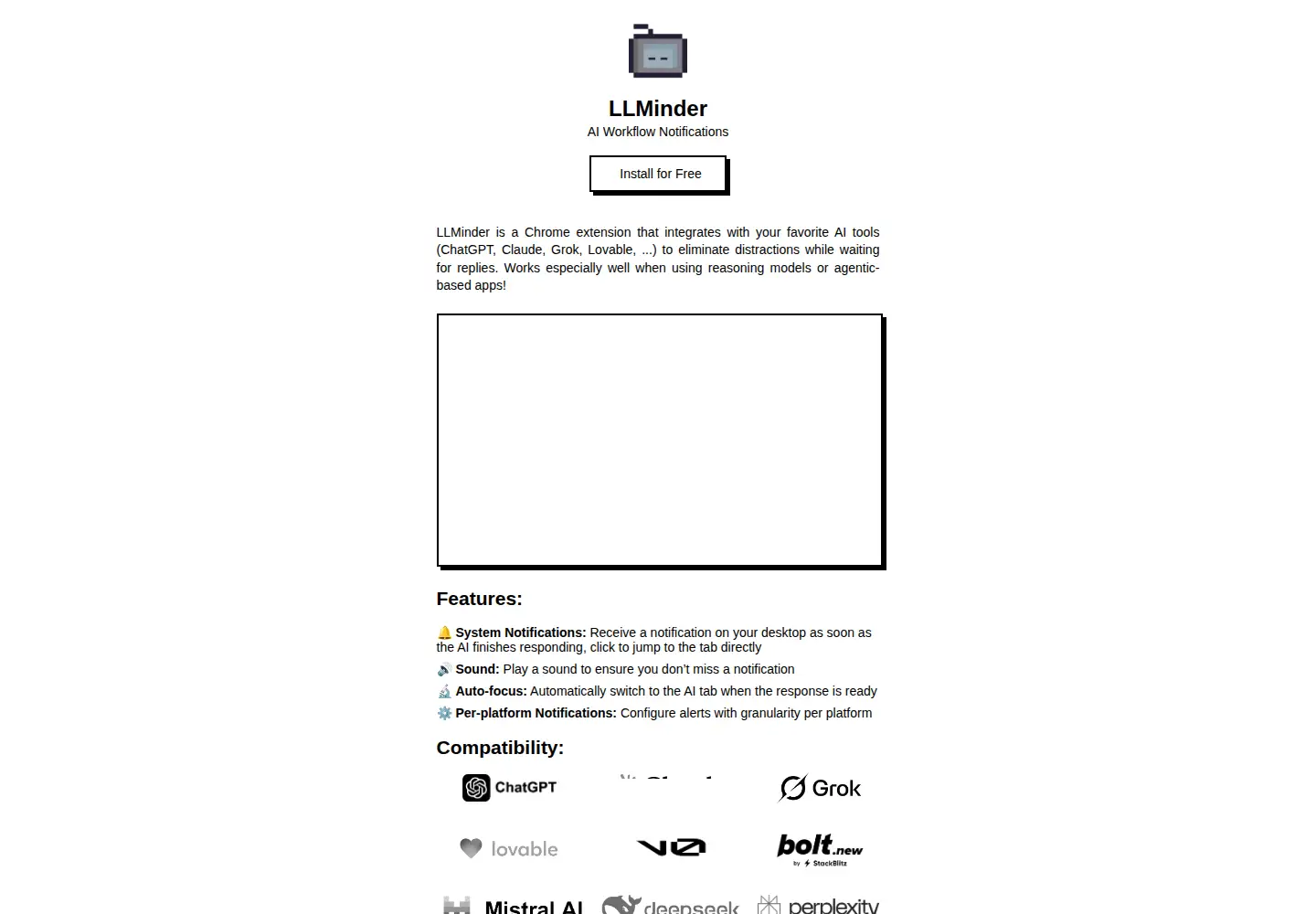 Screenshot of llminder.com