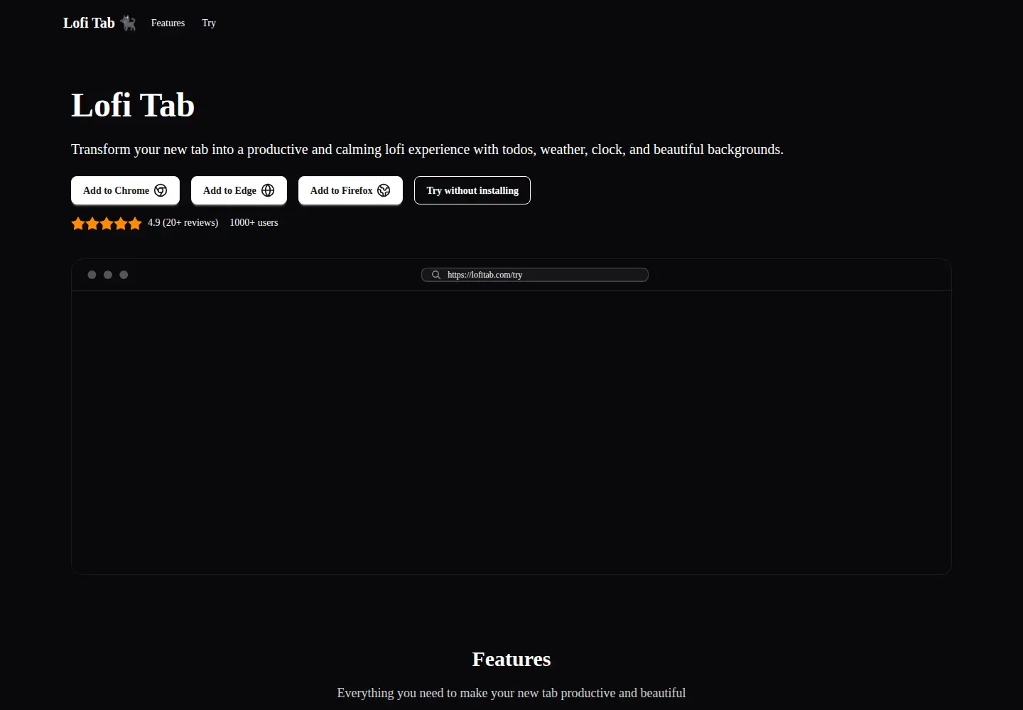 Screenshot of lofitab.com