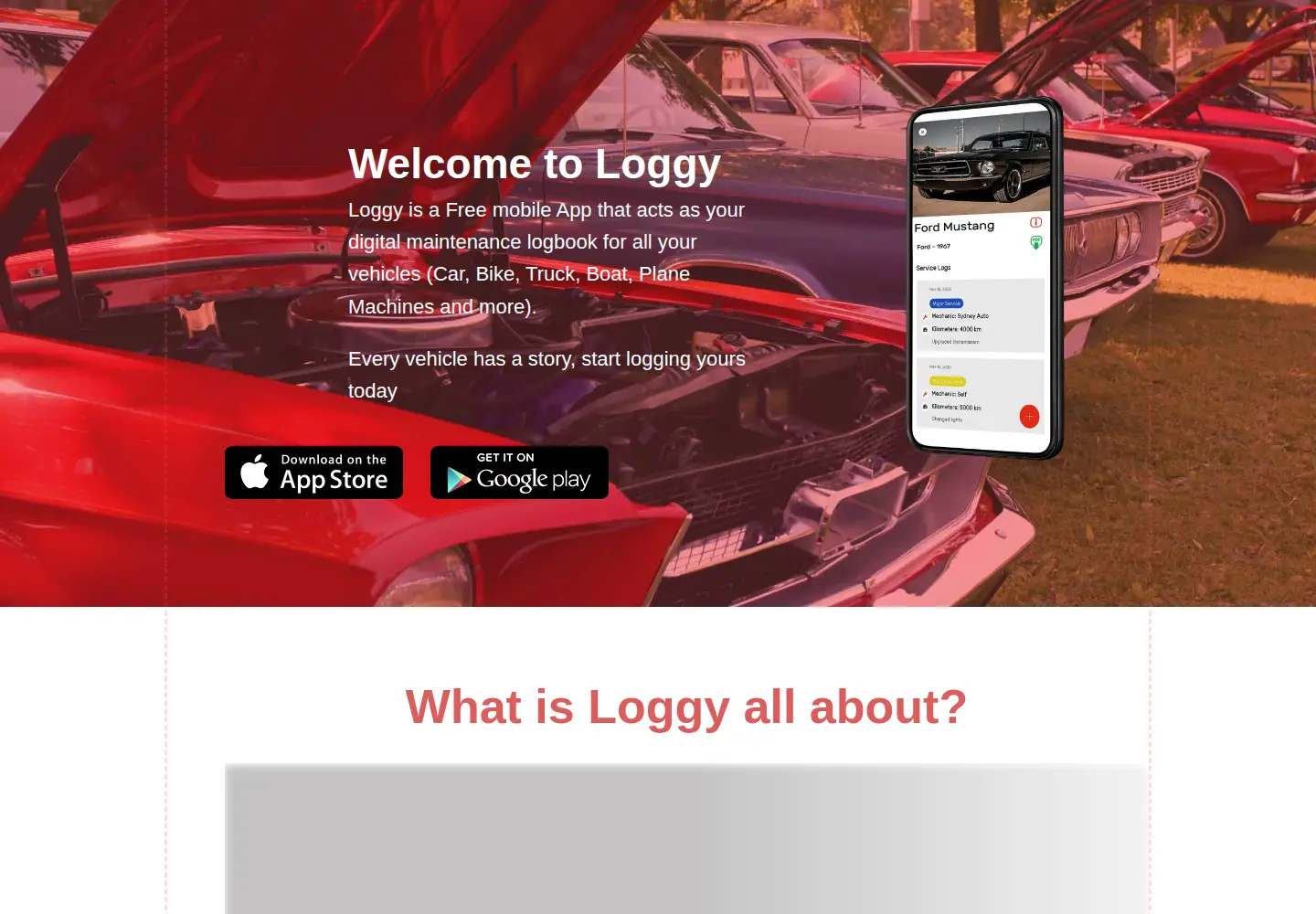 Captured homepage of loggy.com in the current scan