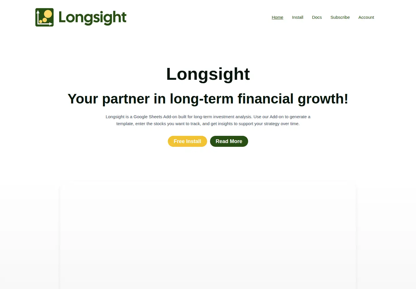 Captured homepage of longsightsheets.com in the current scan