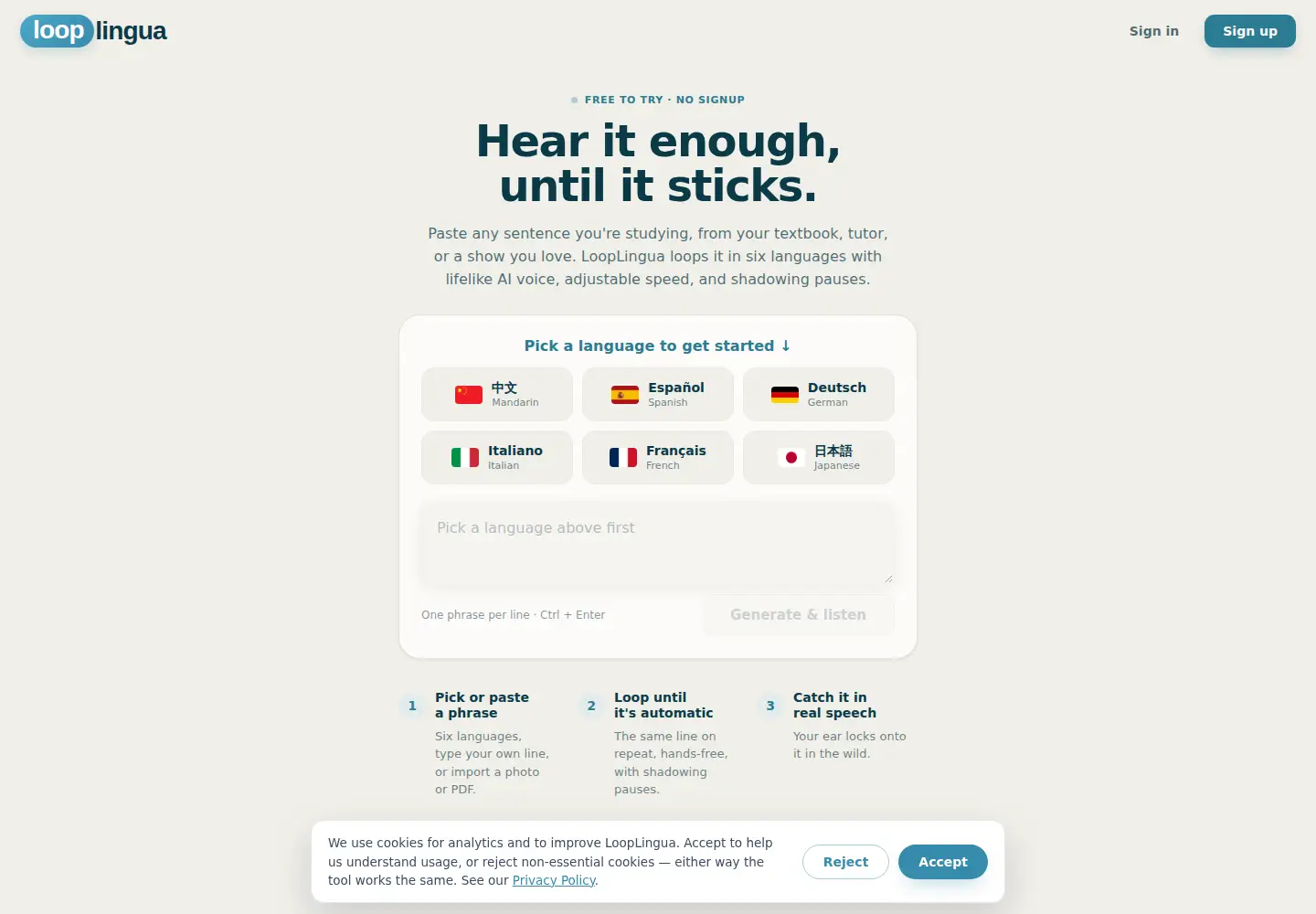 Screenshot of looplingua.com