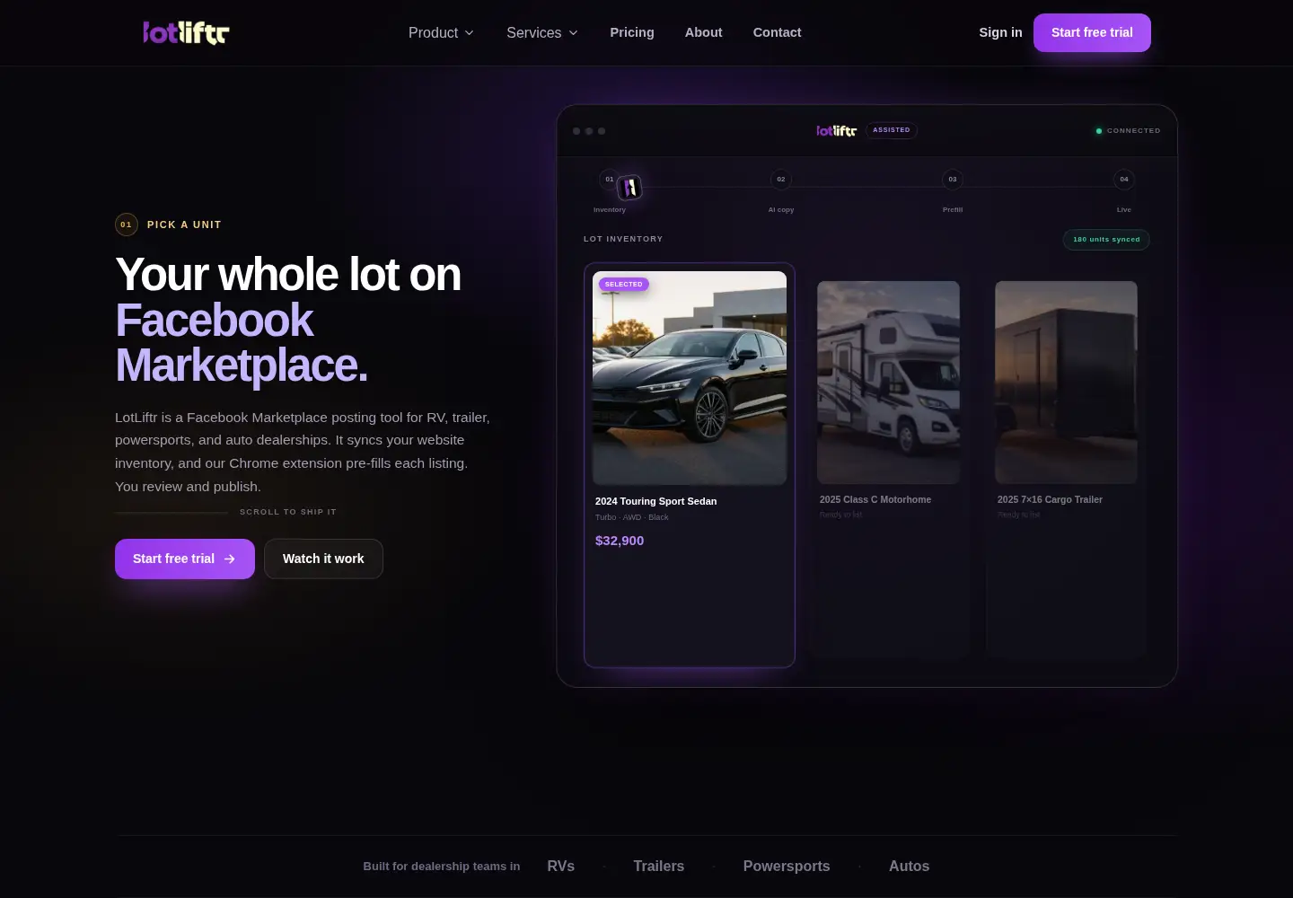 Screenshot of lotliftr.com