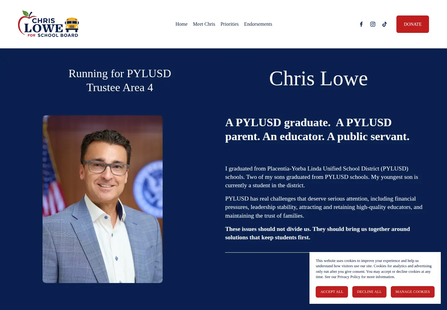 Captured homepage of loweforpylusd.com in the current scan