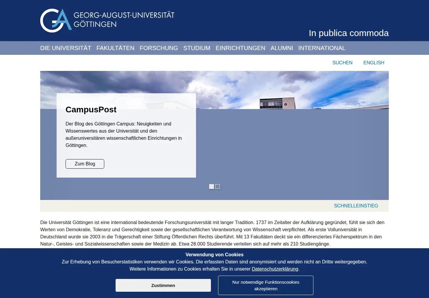 Screenshot of uni-goettingen.de