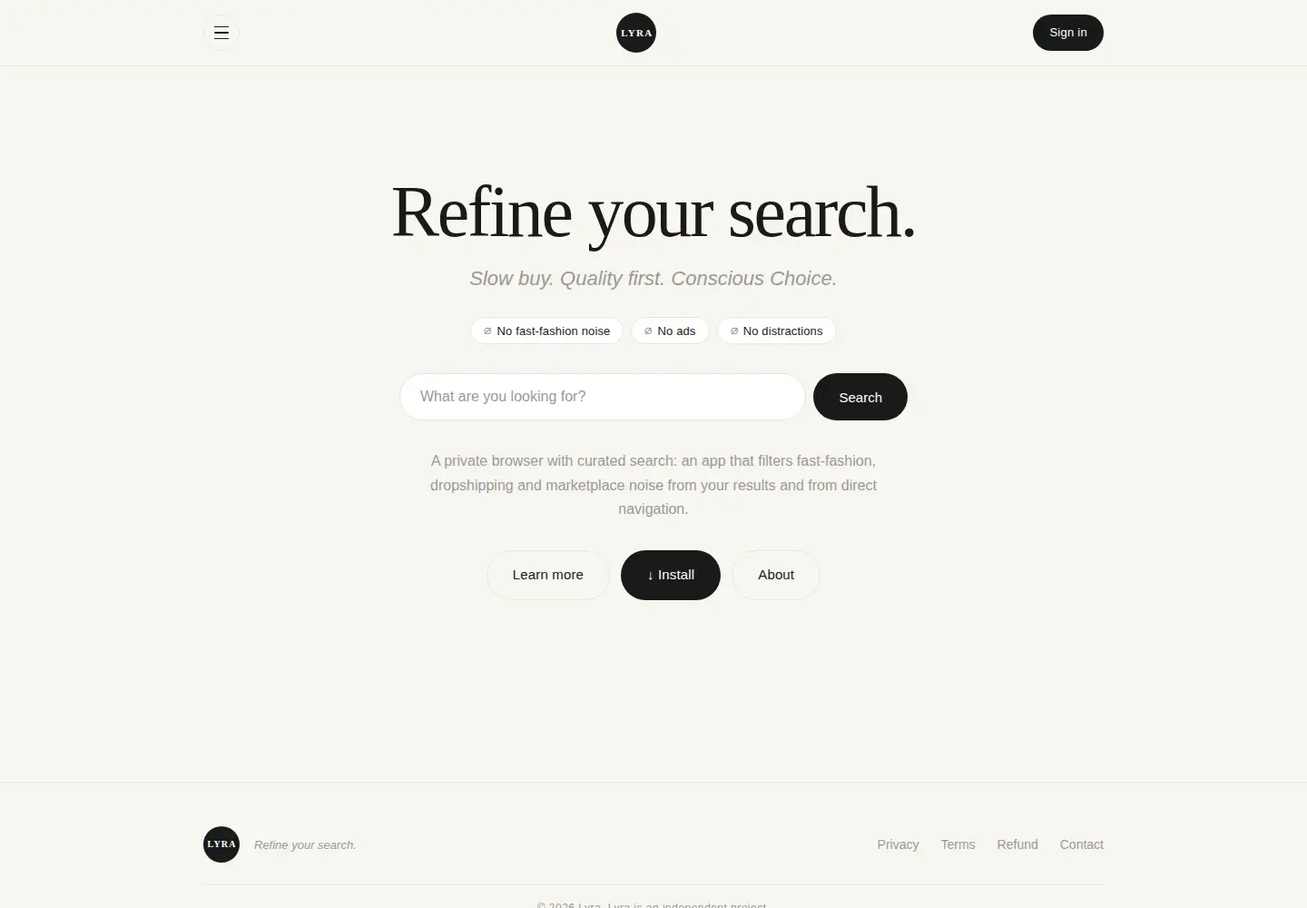 Captured homepage of lyrasearch.com in the current scan