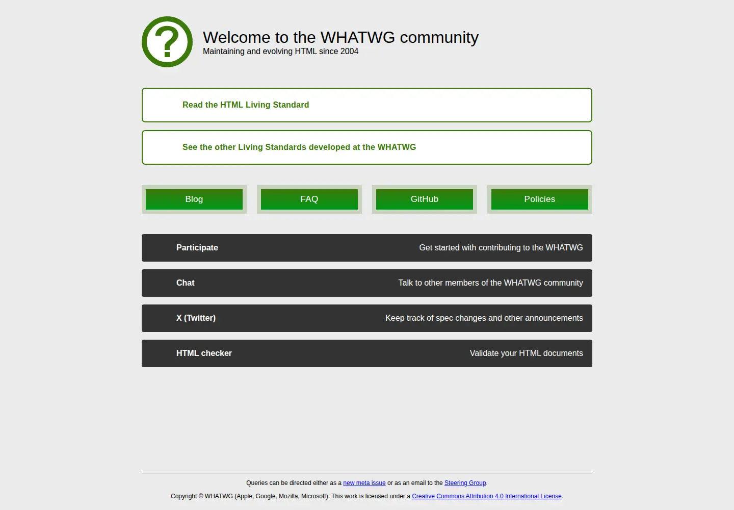 Screenshot of whatwg.org