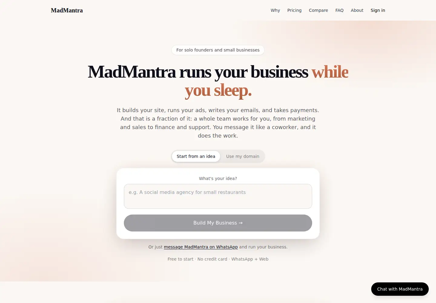 Screenshot of madmantra.com