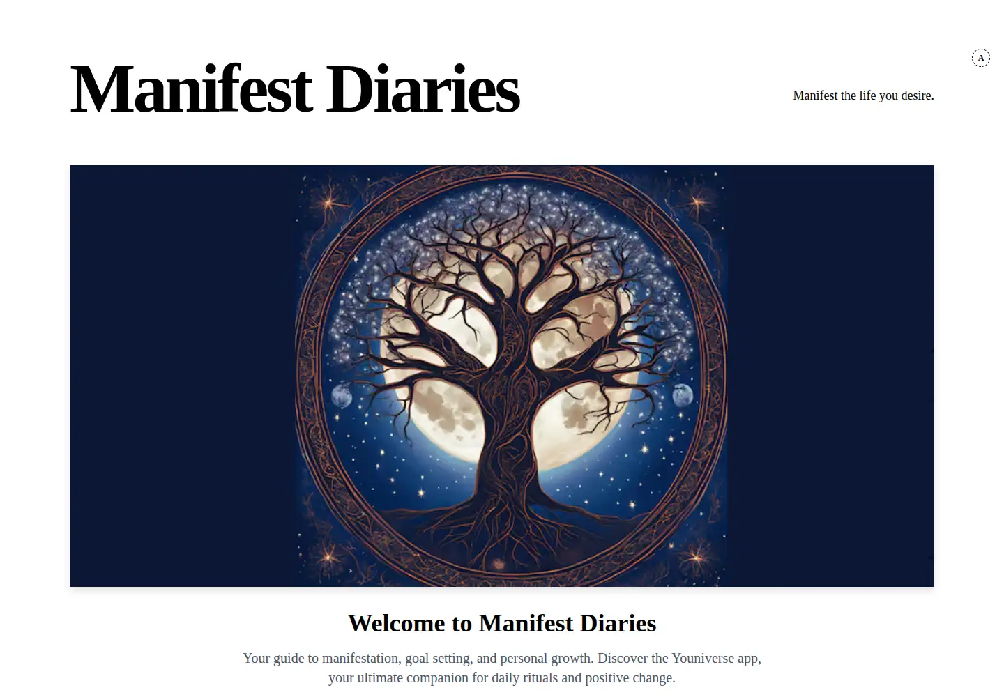 Screenshot of manifestdiaries.com