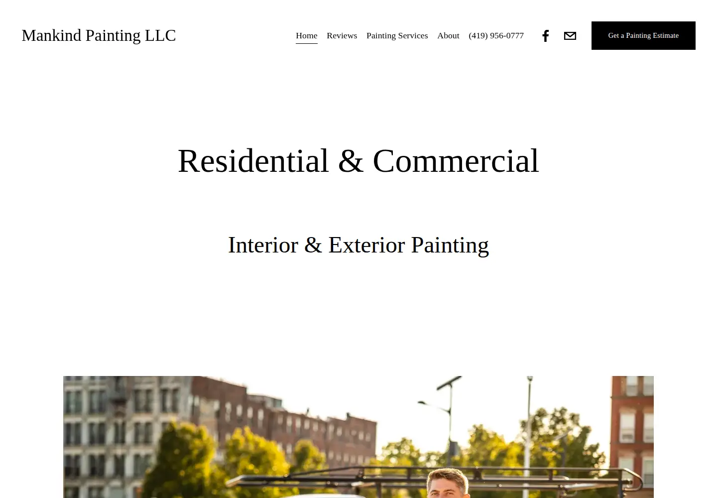 Captured homepage of mankindpainting.com in the current scan