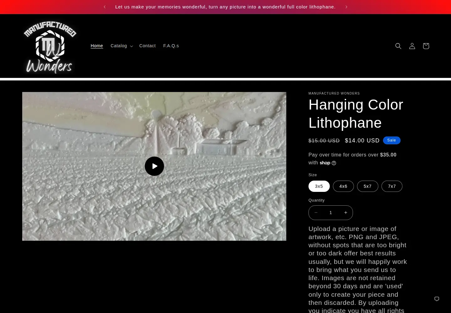 Screenshot of manufacturedwonders.com