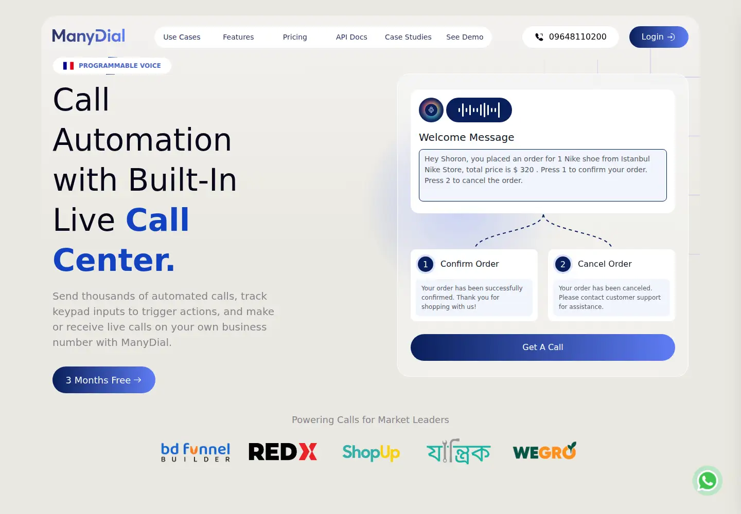 Screenshot of manydial.com