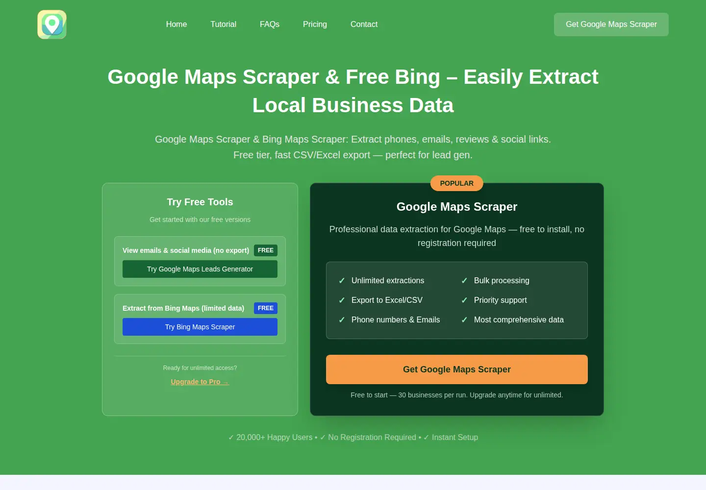 Captured homepage of map-scraper.com in the current scan