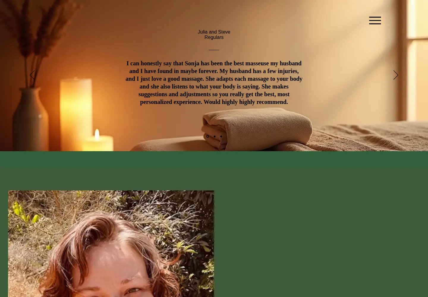 Captured homepage of massagebysonjalmt.com in the current scan