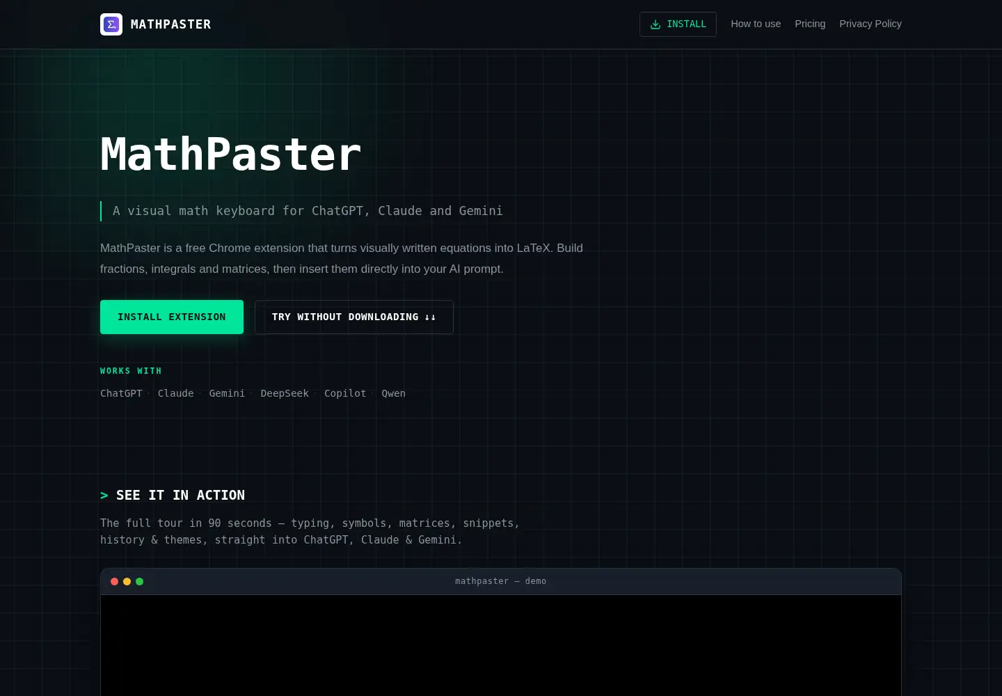 Captured homepage of mathpaster.com in the current scan