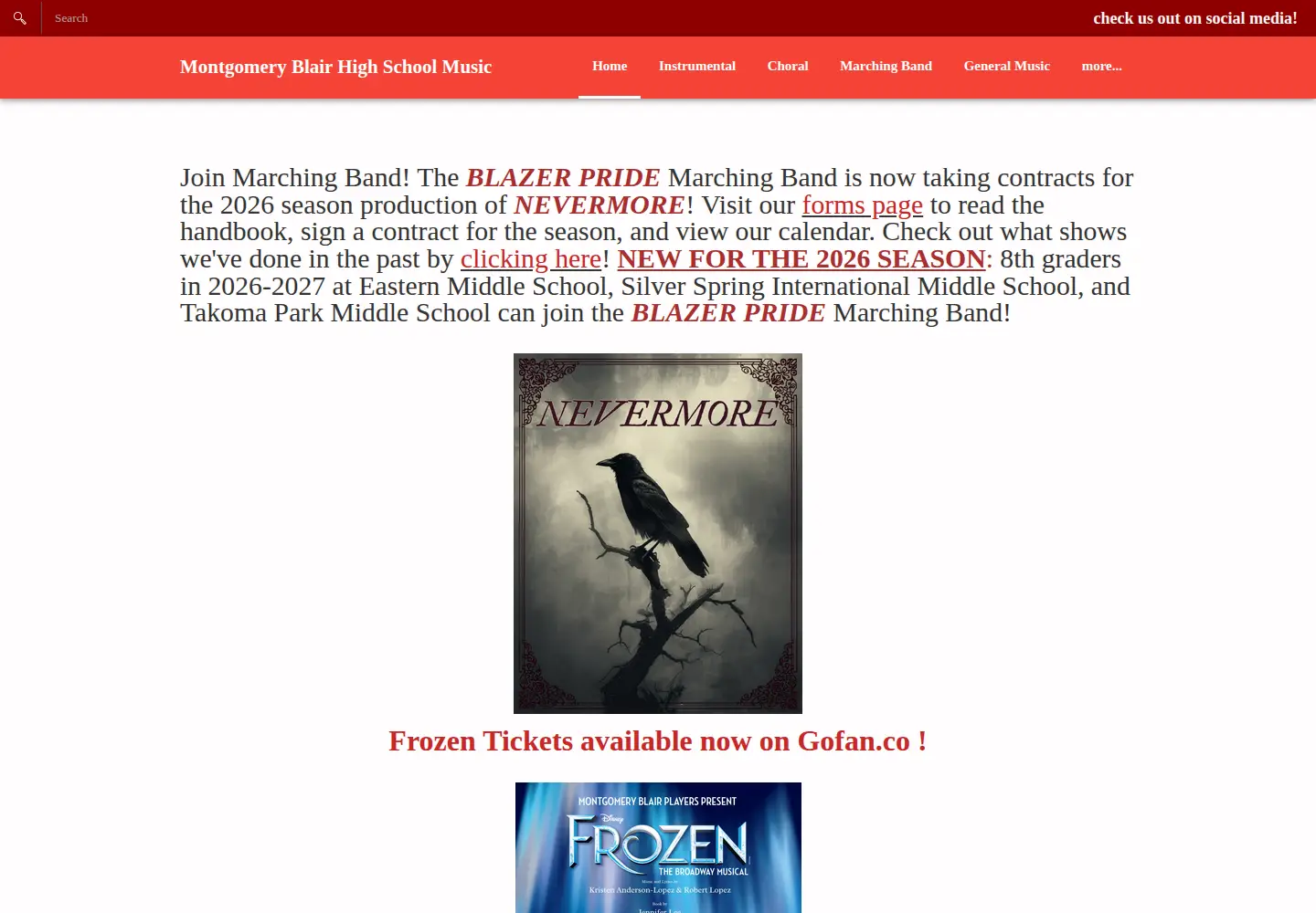 Screenshot of mbhsmusic.com