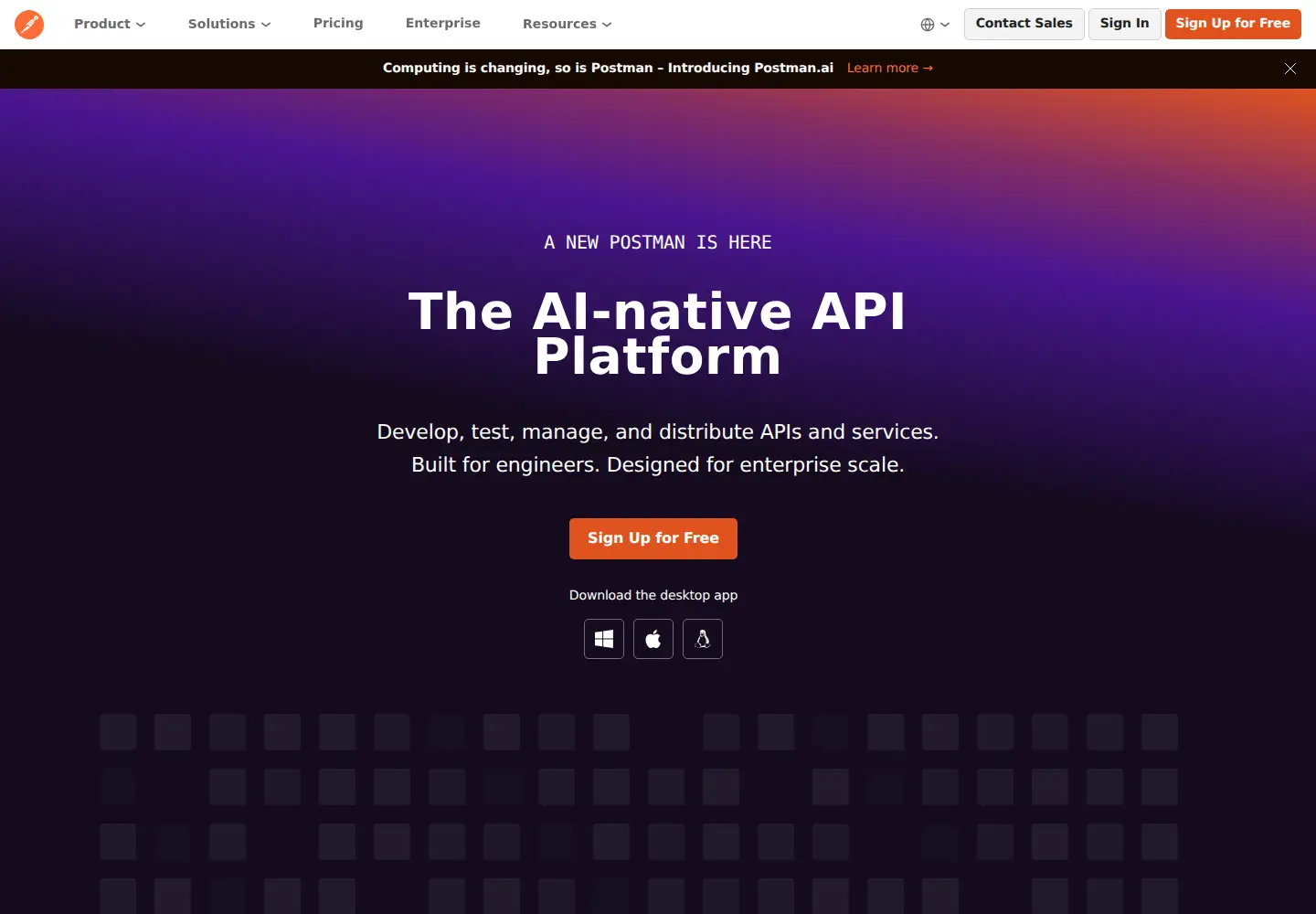 Screenshot of postman.com