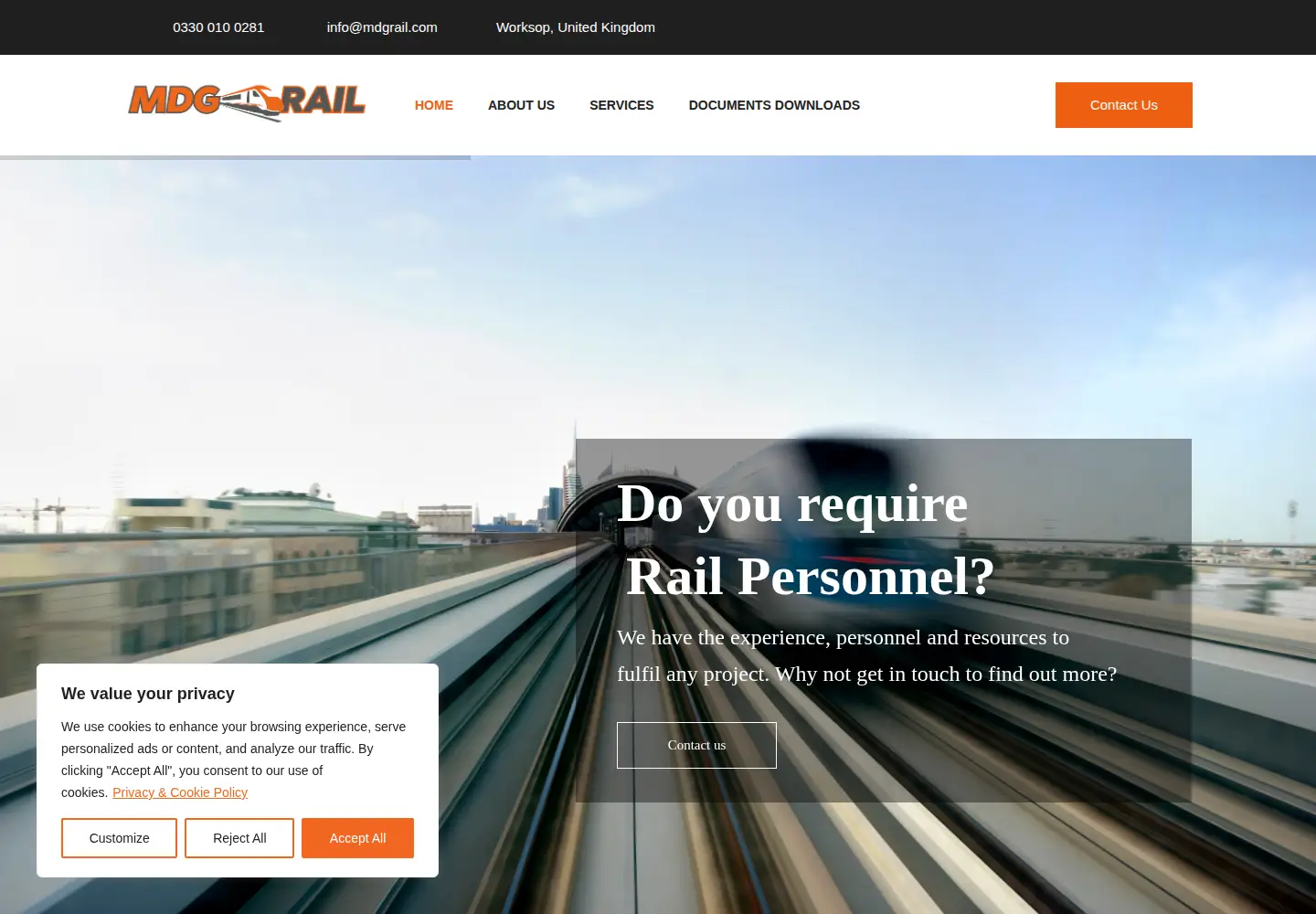 Captured homepage of mdgrail.com in the current scan