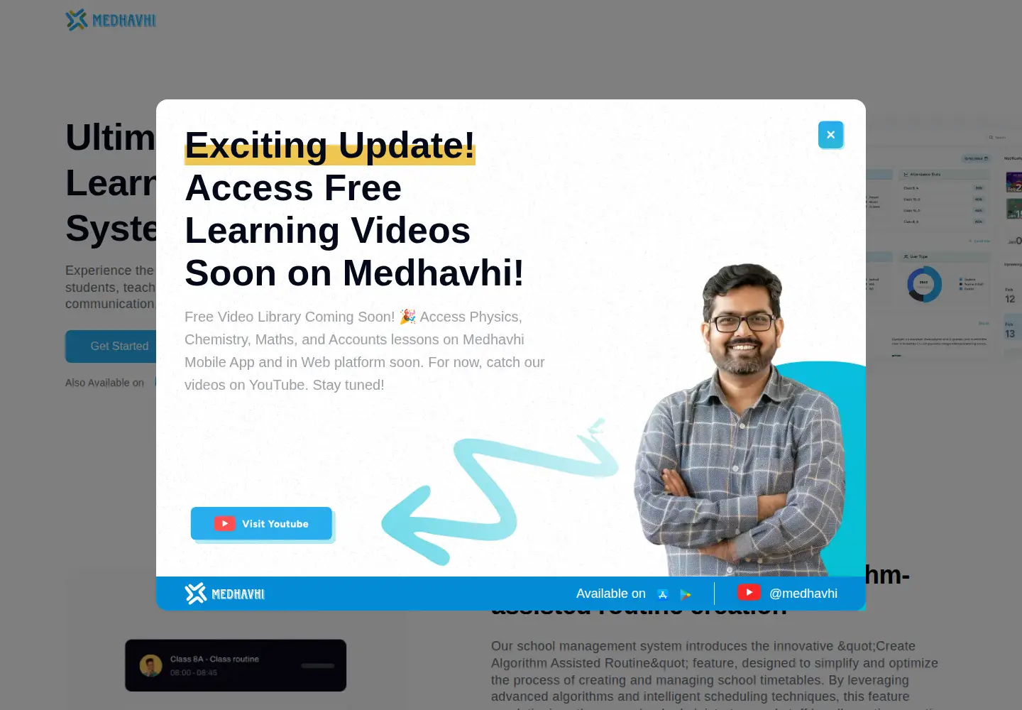 Captured homepage of medhavhi.com in the current scan