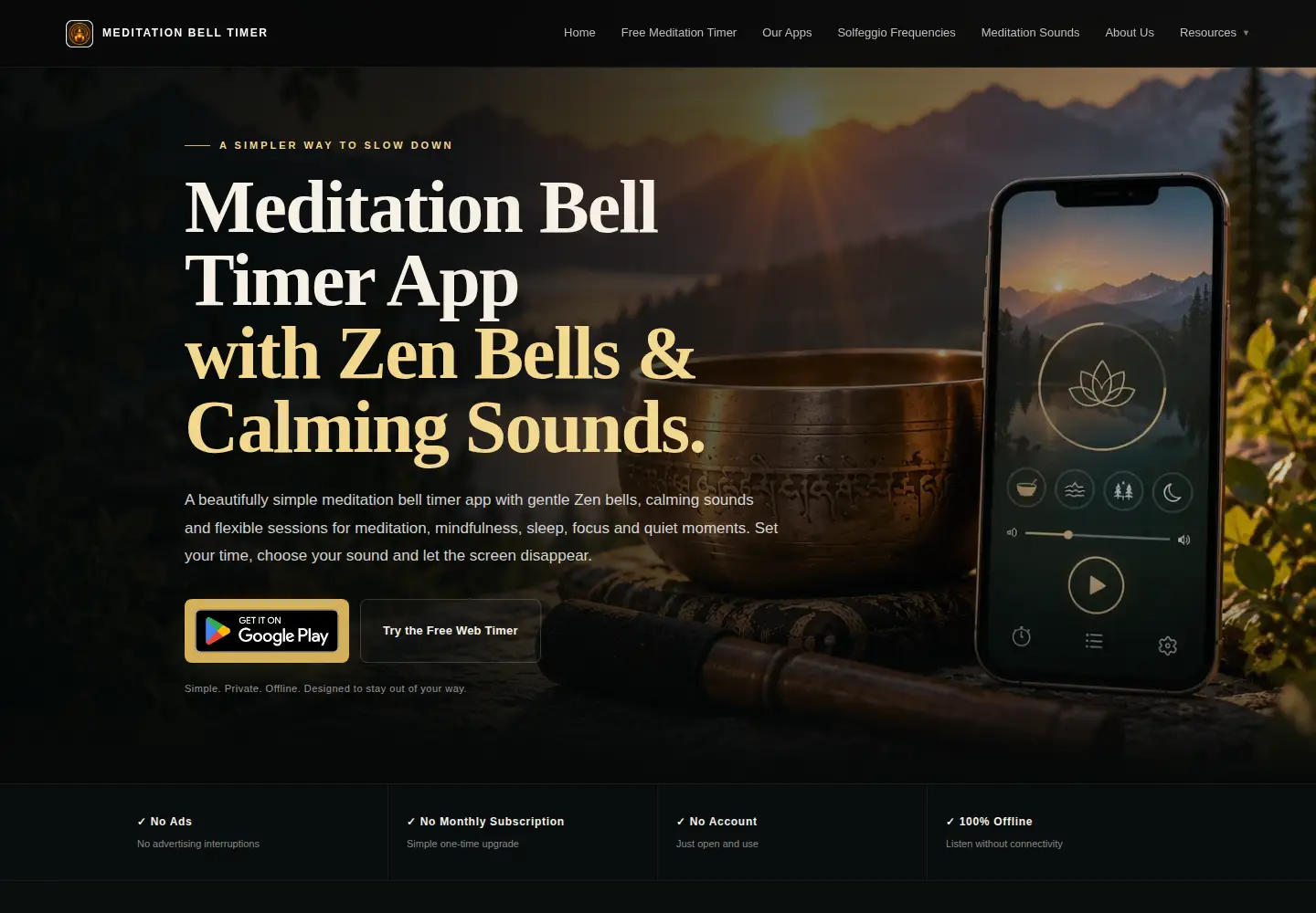 Captured homepage of meditationbelltimer.com in the current scan