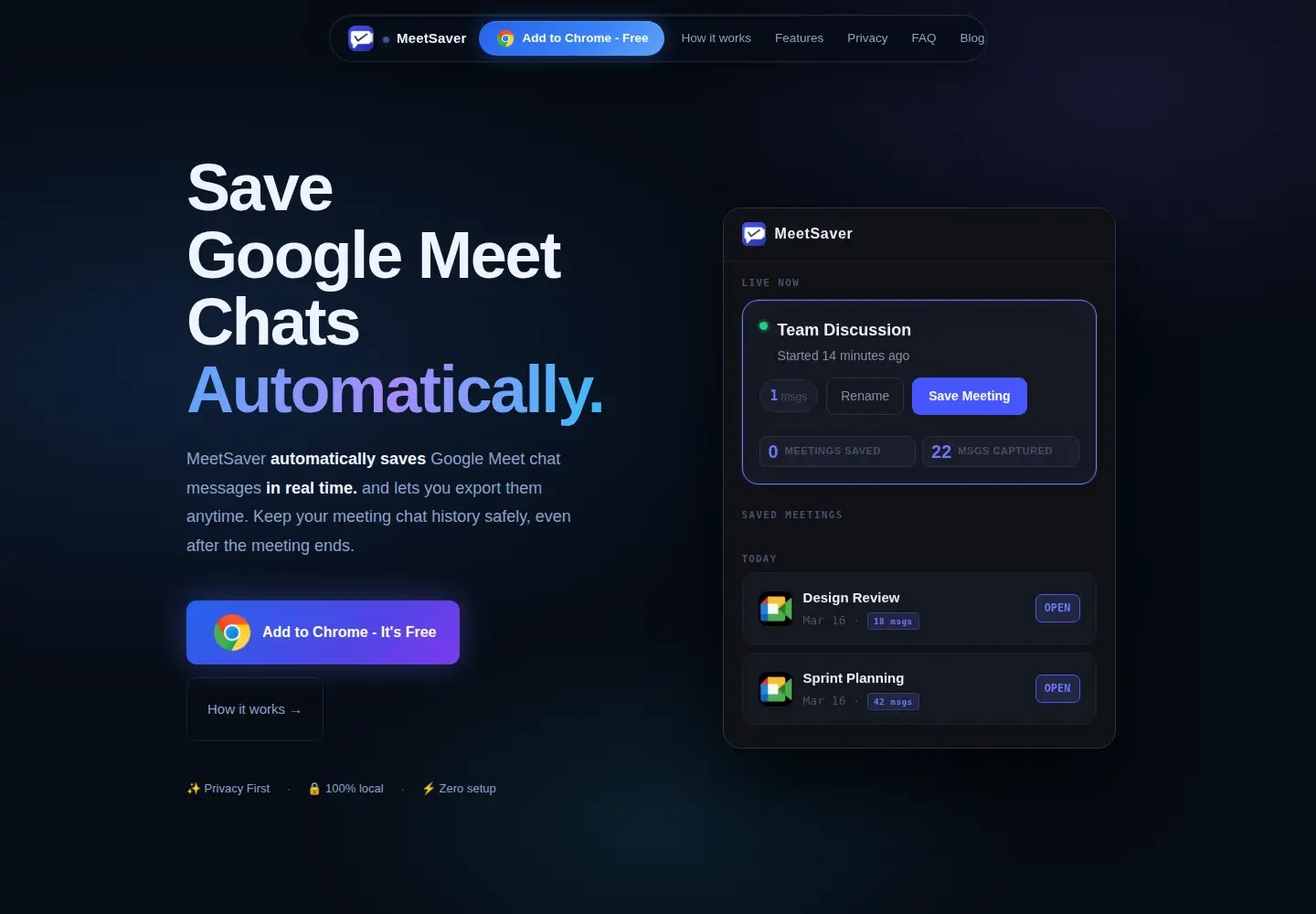 Screenshot of meetsaver.com