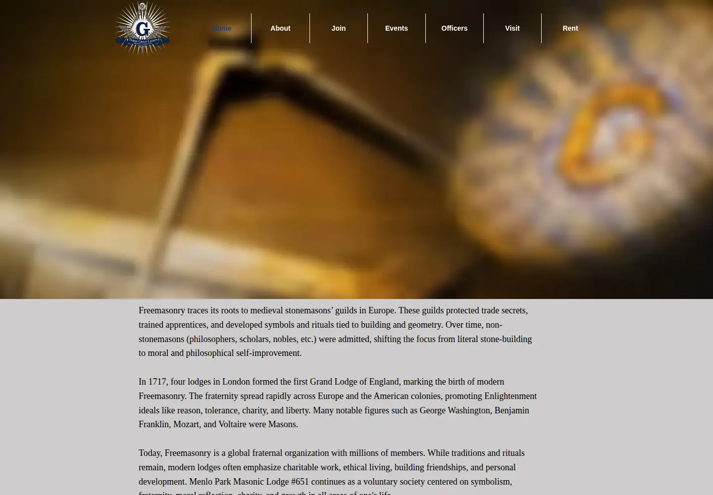 Captured homepage of menloparkmasons.com in the current scan