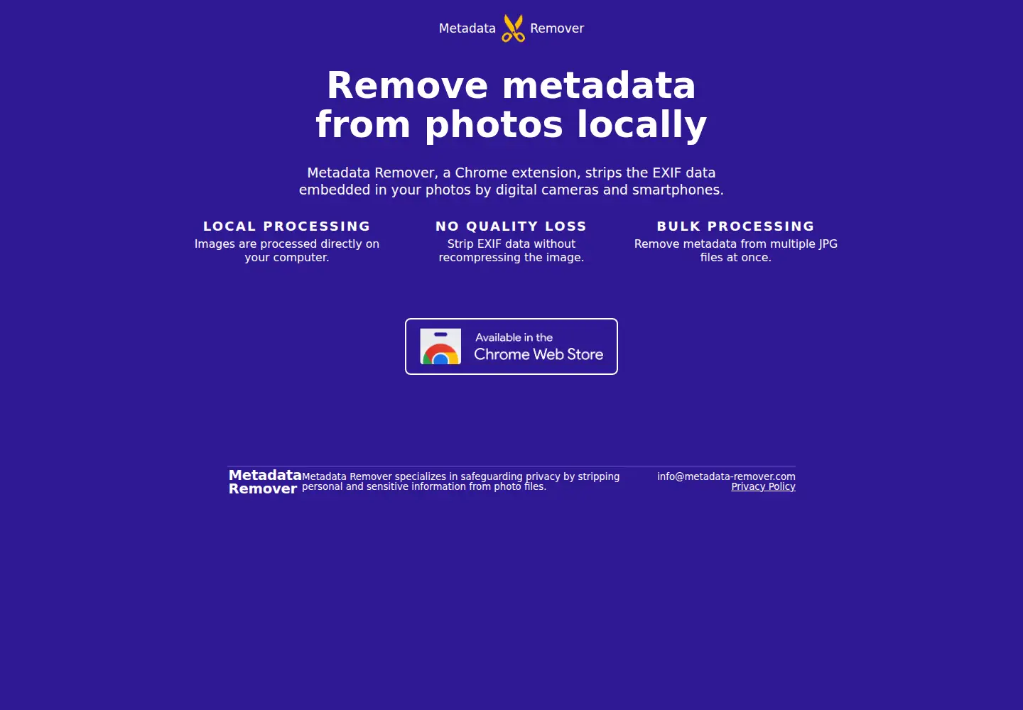 Captured homepage of metadata-remover.com in the current scan