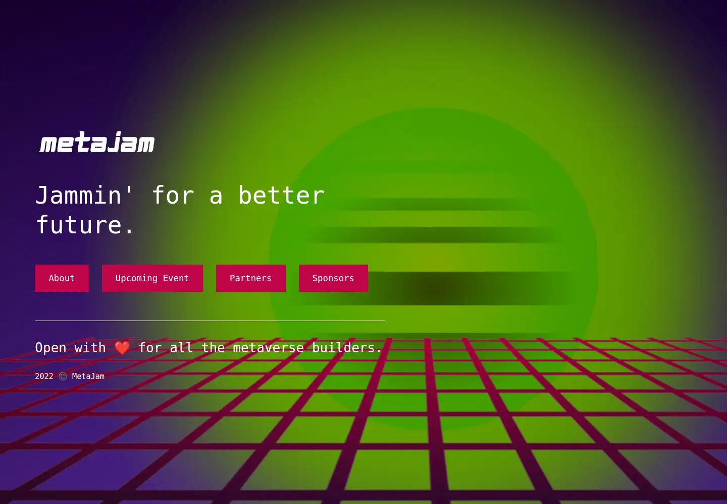 Captured homepage of metajam.com in the current scan
