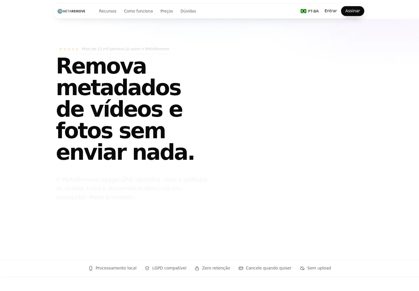 Captured homepage of metaremove.com in the current scan