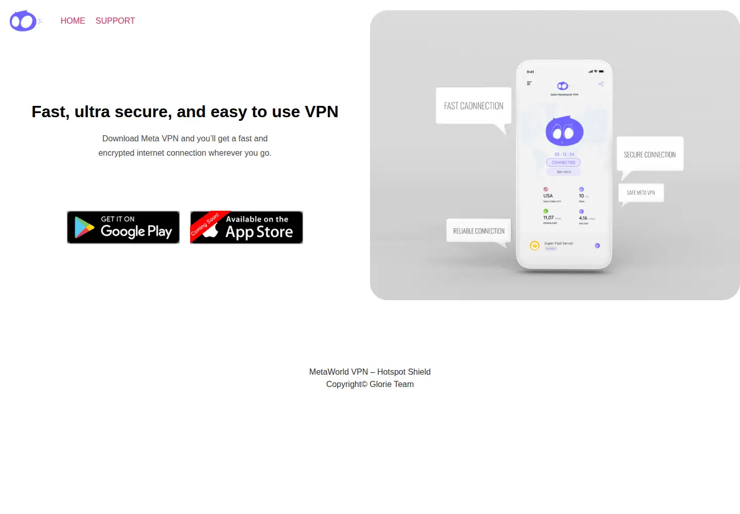 Captured homepage of metaworldvpn.com in the current scan