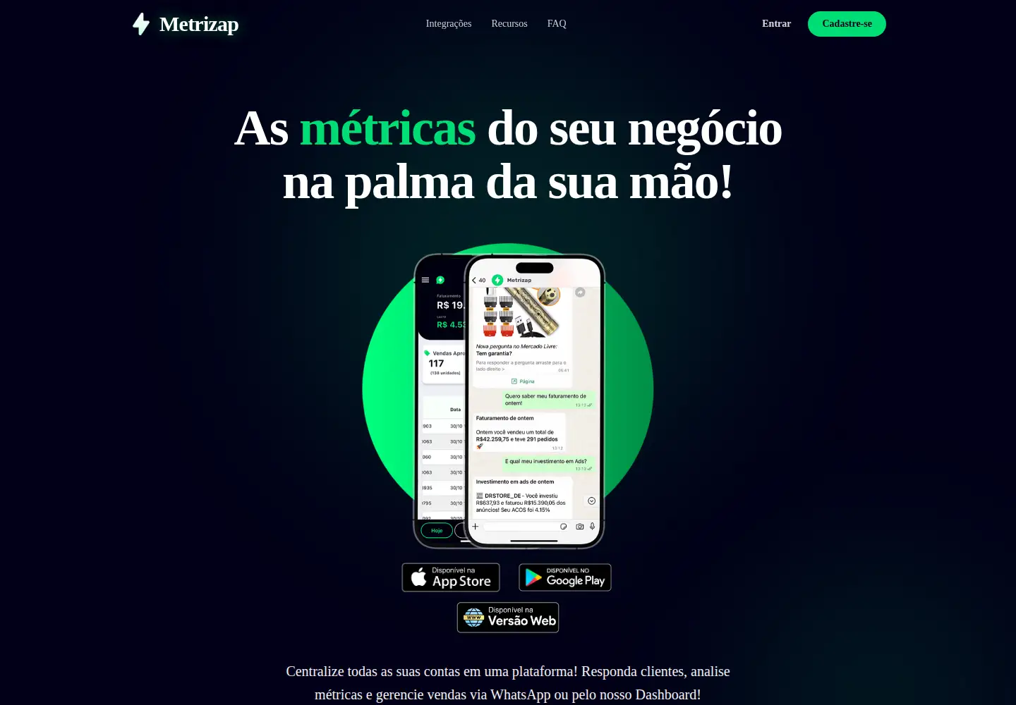 Captured homepage of metrizap.com in the current scan
