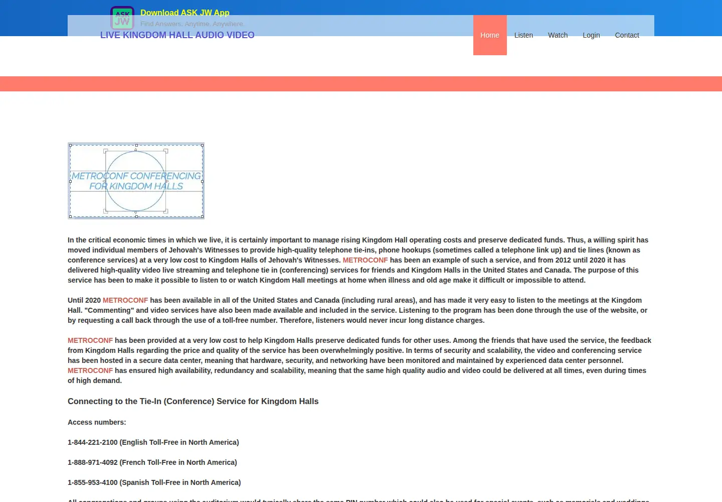 Captured homepage of metroconf.com in the current scan