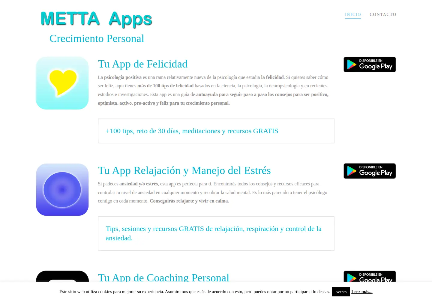 Screenshot of mettaapps.com