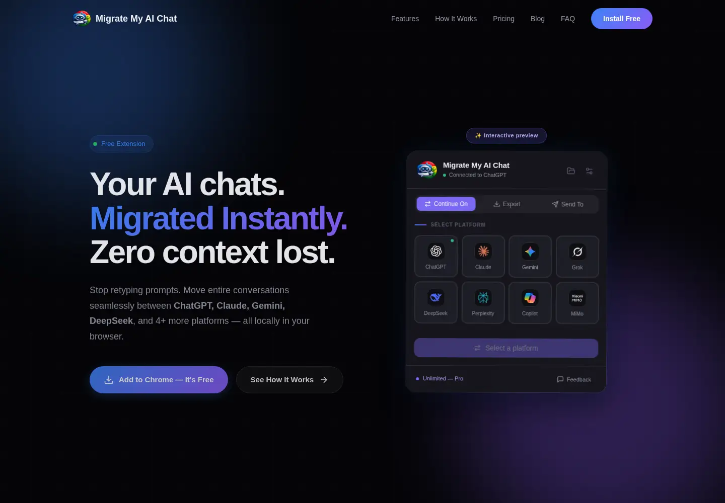 Screenshot of migratemyaichat.com