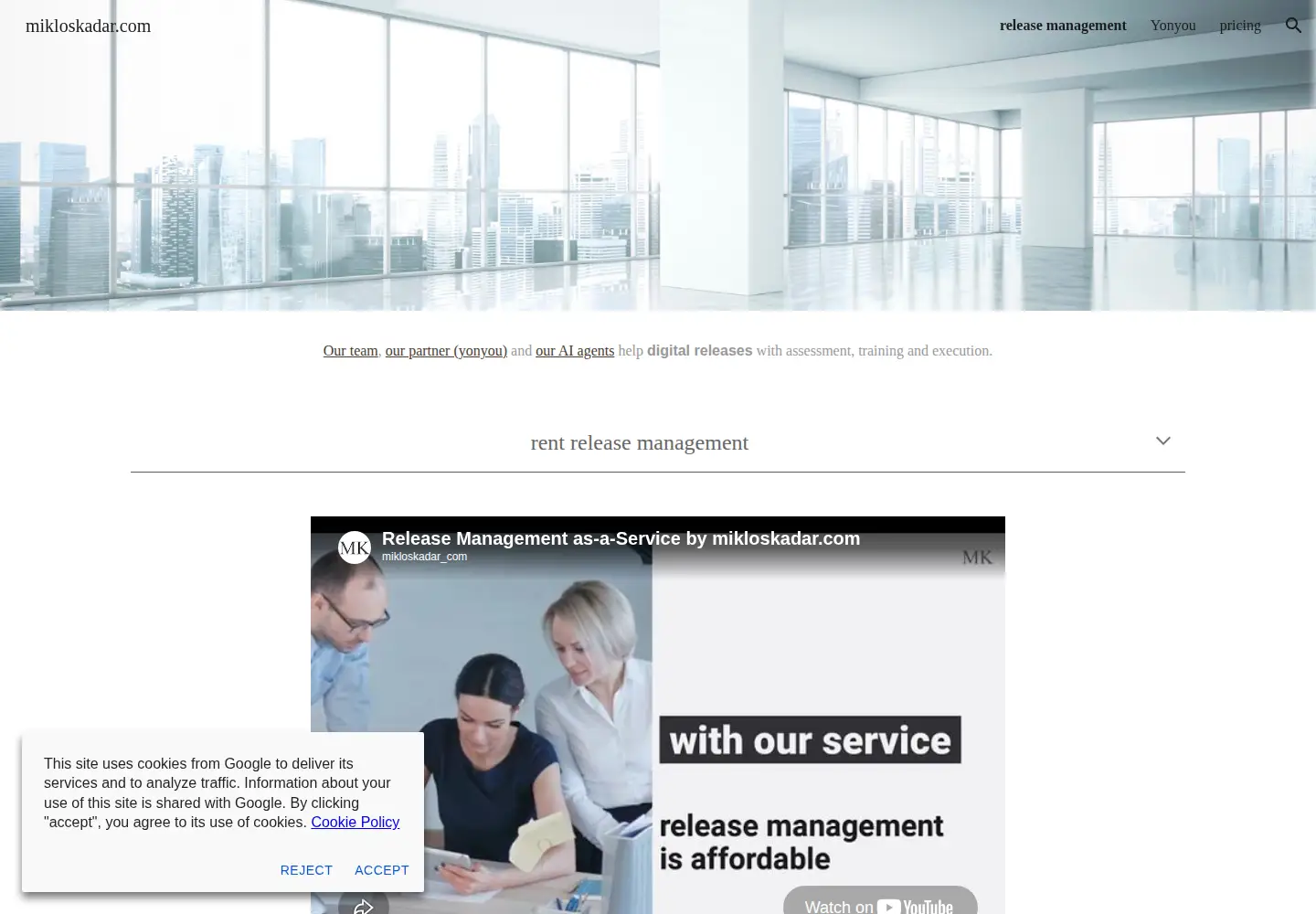 Captured homepage of mikloskadar.com in the current scan