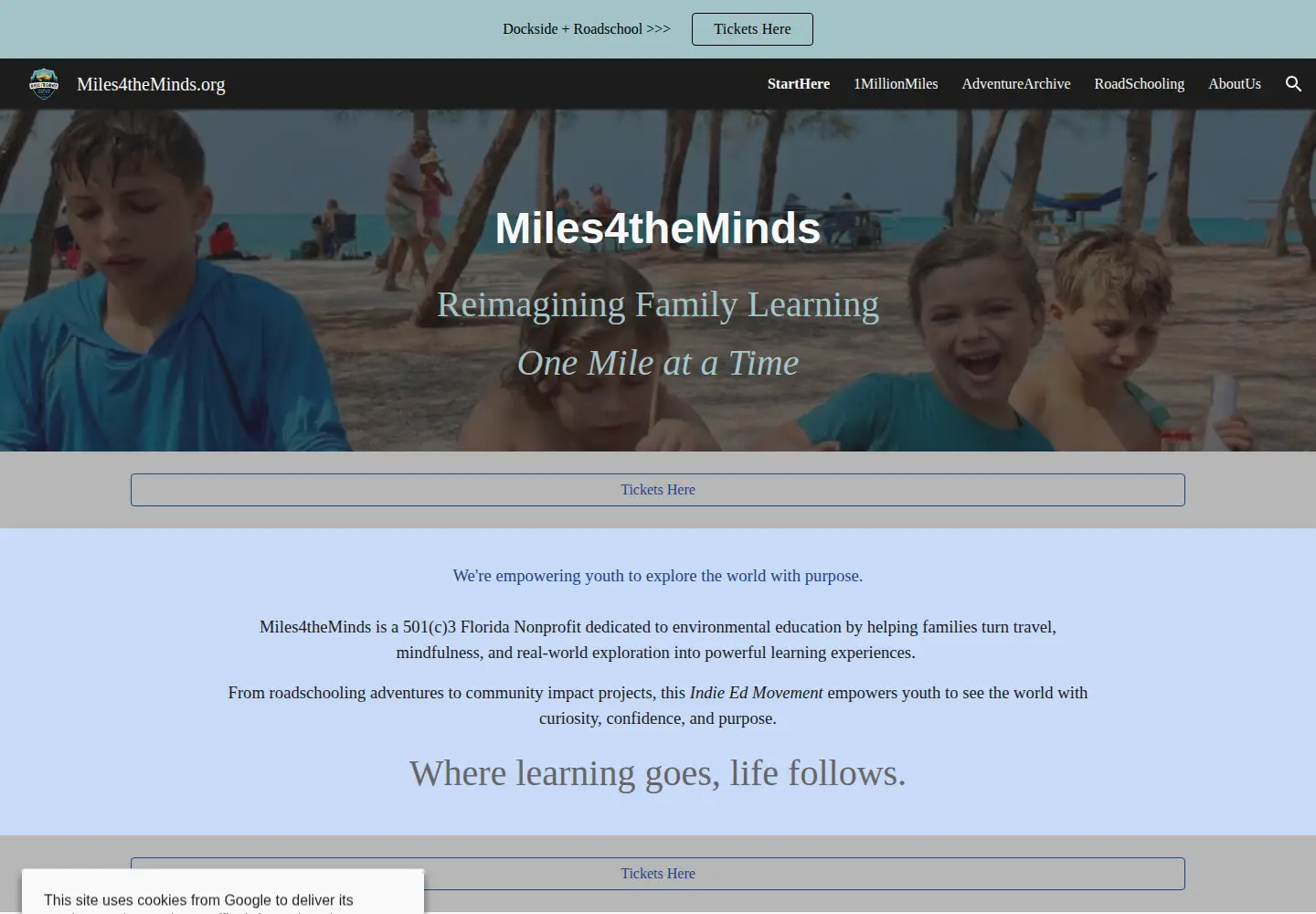 Captured homepage of miles4theminds.com in the current scan